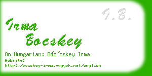 irma bocskey business card